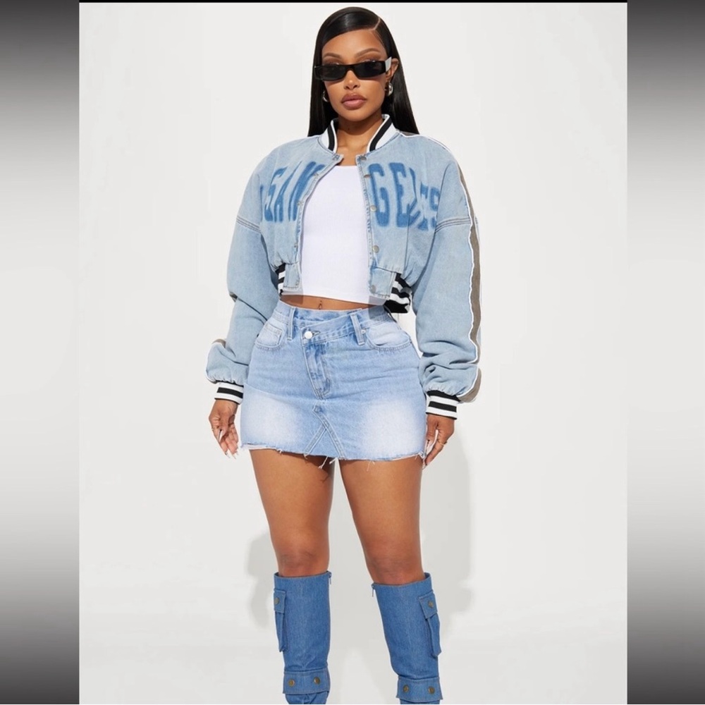 NWT Fashion Nova Kendall Denim Mini Skirt- Light Wash